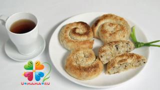 Постные блюда. Слоеные спиральки с грибами и рисом (рецепт с видео!)