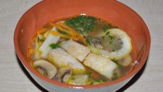 Очень вкусный рыбный суп с шампиньонами 