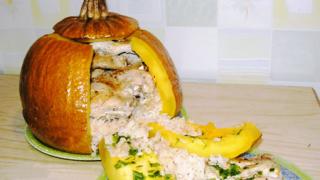 Курица в ... тыкве! Или Тыква, фаршированная курицей и рисом