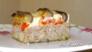 Запеканка мясная с баклажанами