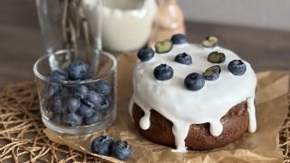 Простой творожный кулич с мраморным разрезом